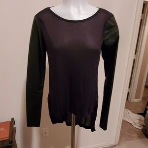 Black top with faux leather sleeves